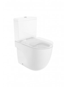 Taza compacta con salida dual para inodoro de tanque bajo Rimless. Serie Meridian.