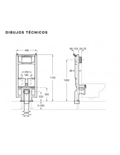Duplo WC One Compat de Roca. Bastidor con cisterna compacta empotrable de doble descarga para inodoro suspendido 2