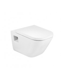 Inodoro The Gap Square suspendido con taza, asiento y tapa suspendida con salida horizontal de Roca