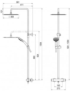 Columna ducha termostática Aroha lux cuerpo frío rociador 250 mm 2