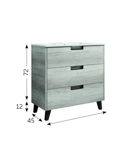 Mueble de baño Brises de 3 cajones de 80-100 cm