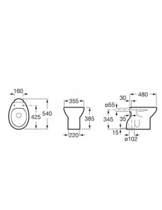 Taza con salida vertical para tanque alto, tanque empotrable o fluxor 2