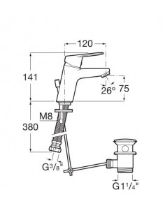 Alfa: Mezclador monomando para lavabo con desagüe automático, Cold Start- Roca 2