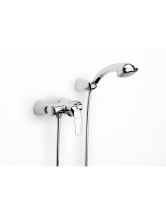 Mezclador monomando exterior para ducha con ducha de mano, flexible de 1,50 m. y soporte de ducha articulado- Roca
