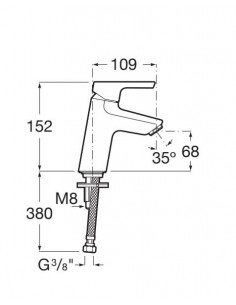 Mezclador monomando para lavabo con cuerpo liso, Cold Start- Roca 2