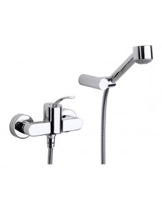 Moai: Mezclador exterior para ducha con ducha teléfono, flexible de 1,50 m y soporte articulado. ROCA