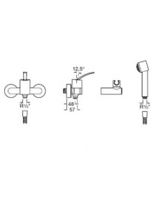 Moai: Mezclador exterior para ducha con ducha teléfono, flexible de 1,50 m y soporte articulado. ROCA 2