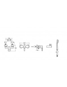 Targa: Mezclador monomando exterior para ducha con ducha de mano, flexible de 1,50 m. y soporte de ducha articulado ROCA 2