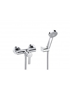 Targa: Mezclador monomando exterior para ducha con ducha de mano, flexible de 1,50 m. y soporte de ducha articulado ROCA