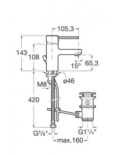 Targa: Mezclador monomando para lavabo con desagüe automático-ROCA 2