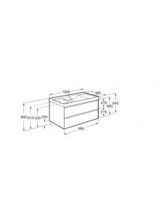 Mueble de baño Ona 100 cm de 2 cajones y lavabo 2