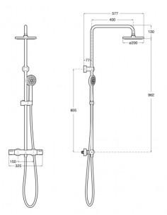 Columna de ducha termostática BASIC VICTORIA de Roca. Rociador de 200mm. 2